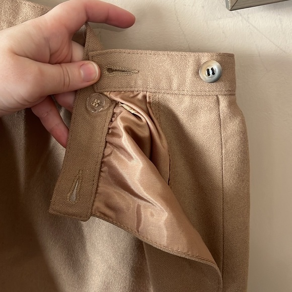 Vintage Pendleton Tan Virgin Wool A-Line Midi Skirt Size 16 Normcore - Picture 4 of 10